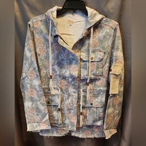 POL Floral Hooded Spring Shacket - Multicolor